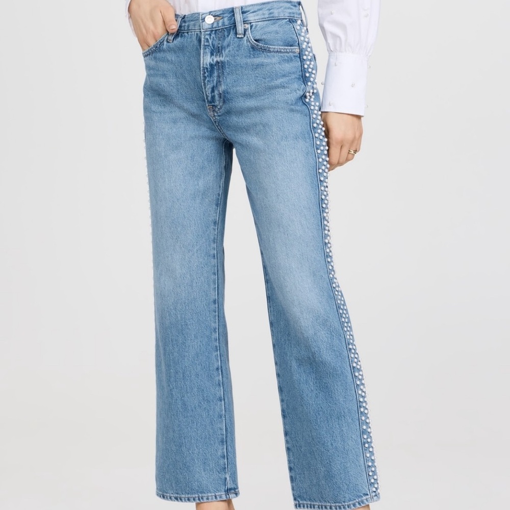FRAME Pearl Atelier Le Jane Crop Hi Rise Straight Jeans Size: 29